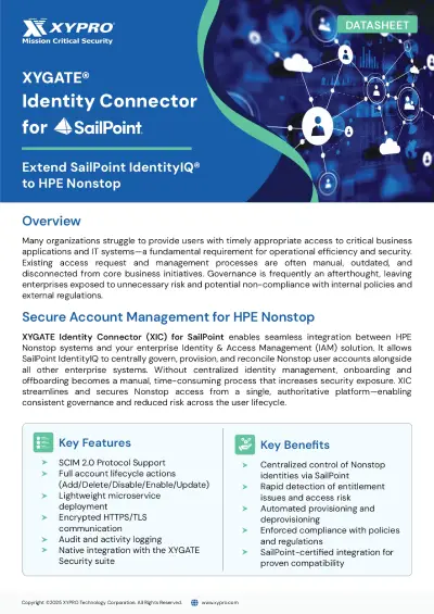 XYGATE Identity Connector for SailPoint Data Sheet (PDF)