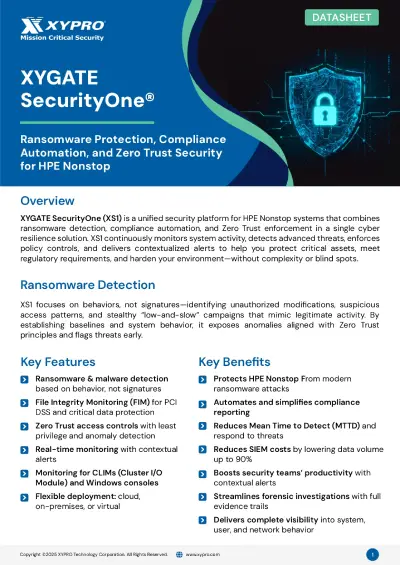 XYGATE SecurityOne Datasheet Download (PDF)